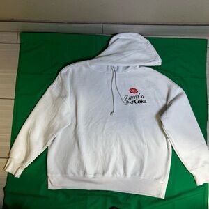 White Hooded Sweatshirt with 'I need a Diet Coke' Graphic